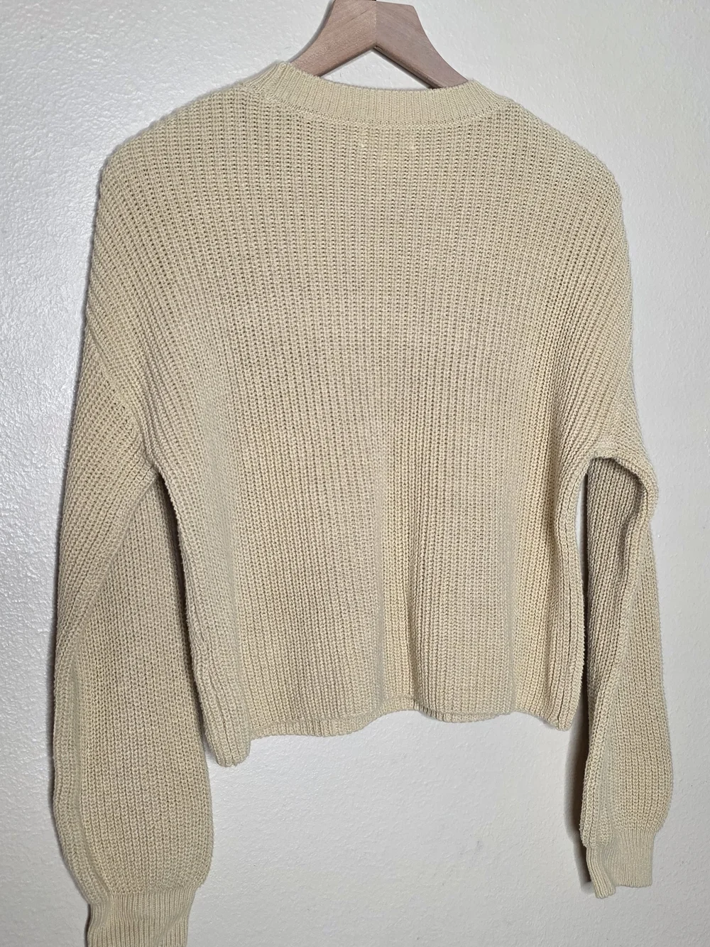 Madewell BP Womens Ribbed Crop Crewneck Sweater in Beige Cream Size Med Shaker - Picture 5 of 12